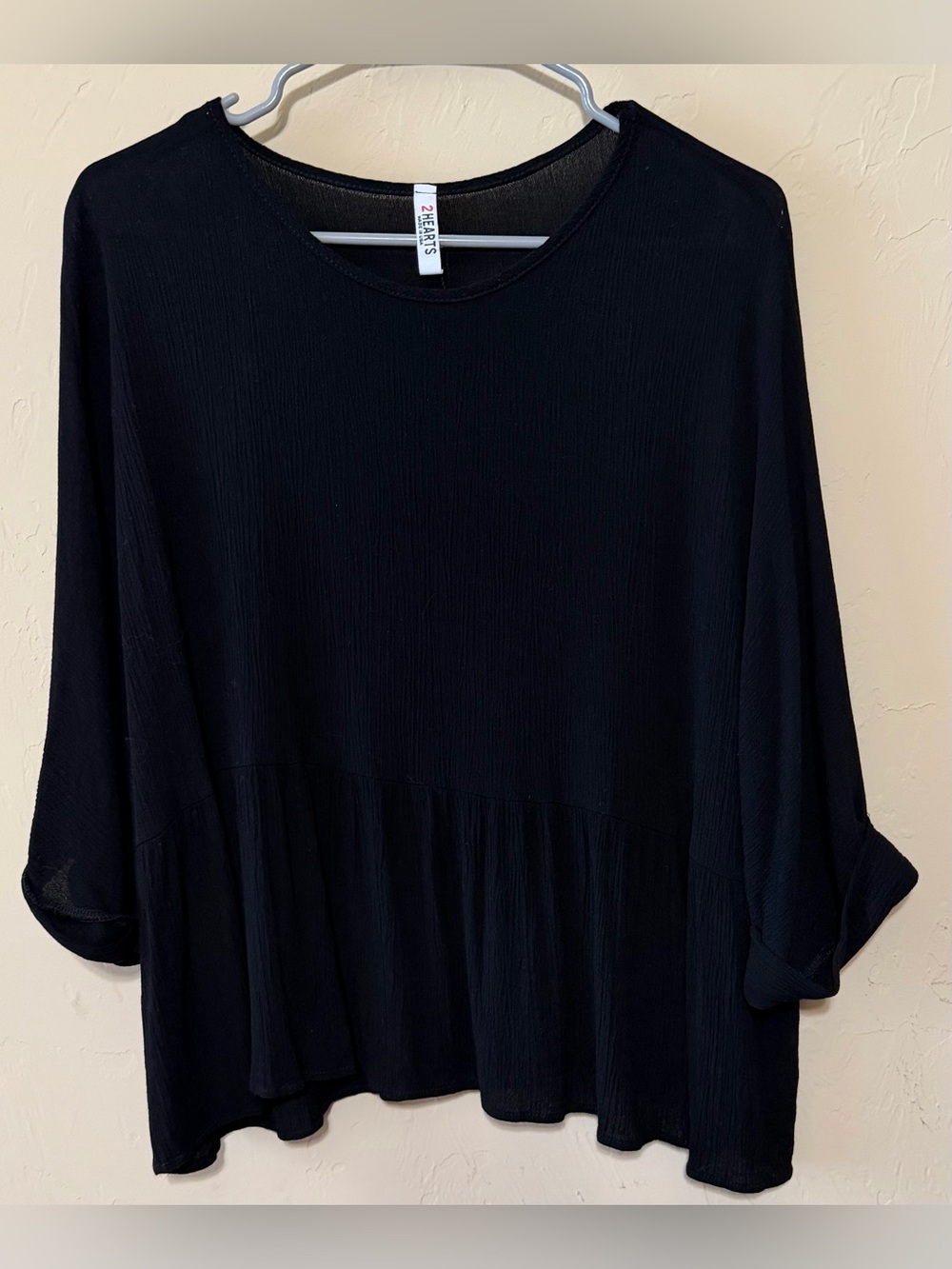 Women’s Black Peplum Hem Blouse